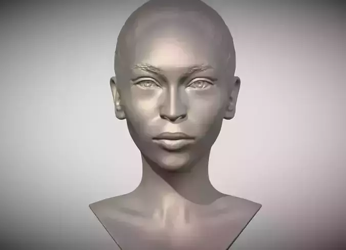 Attractive afroamerican woman bust 3D printing ready 4