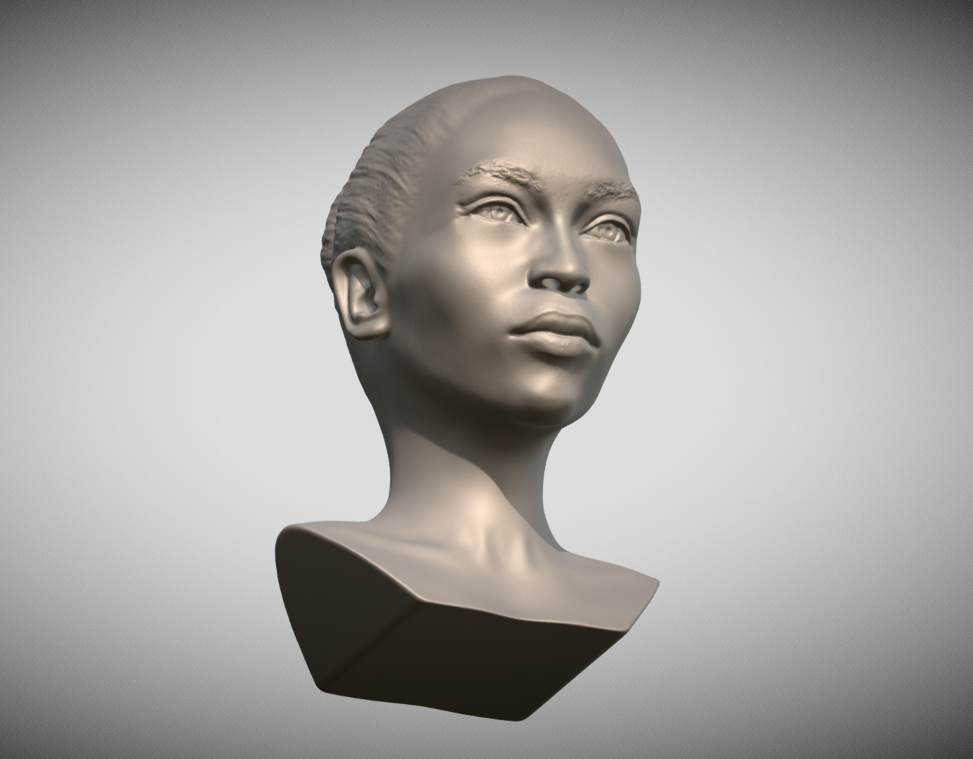 Attractive afroamerican woman bust 3D printing ready 4 3D print model_15