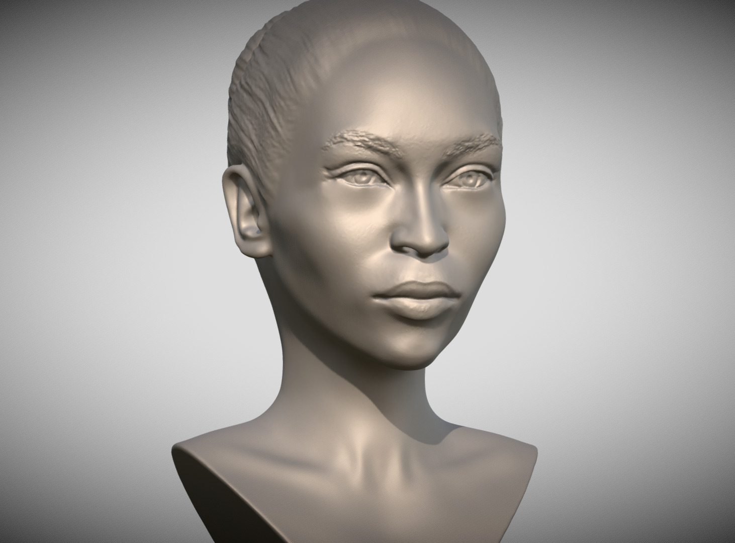 Attractive afroamerican woman bust 3D printing ready 4 3D print model_9
