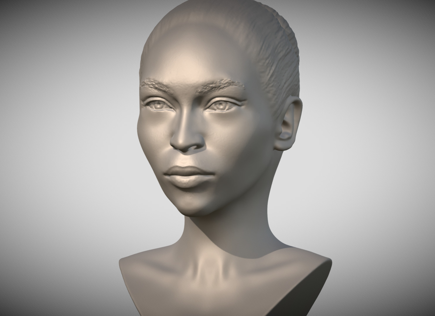 Attractive afroamerican woman bust 3D printing ready 4 3D print model_1