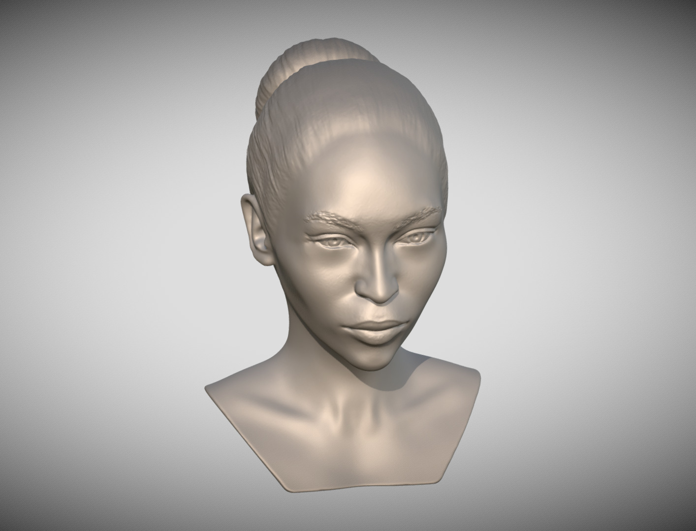 Attractive afroamerican woman bust 3D printing ready 4 3D print model_14