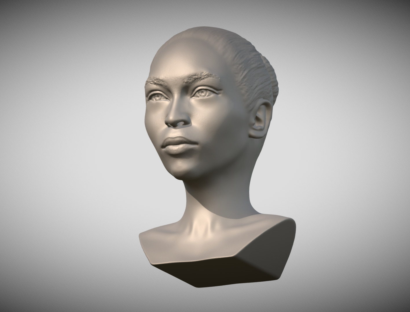 Attractive afroamerican woman bust 3D printing ready 4 3D print model_16