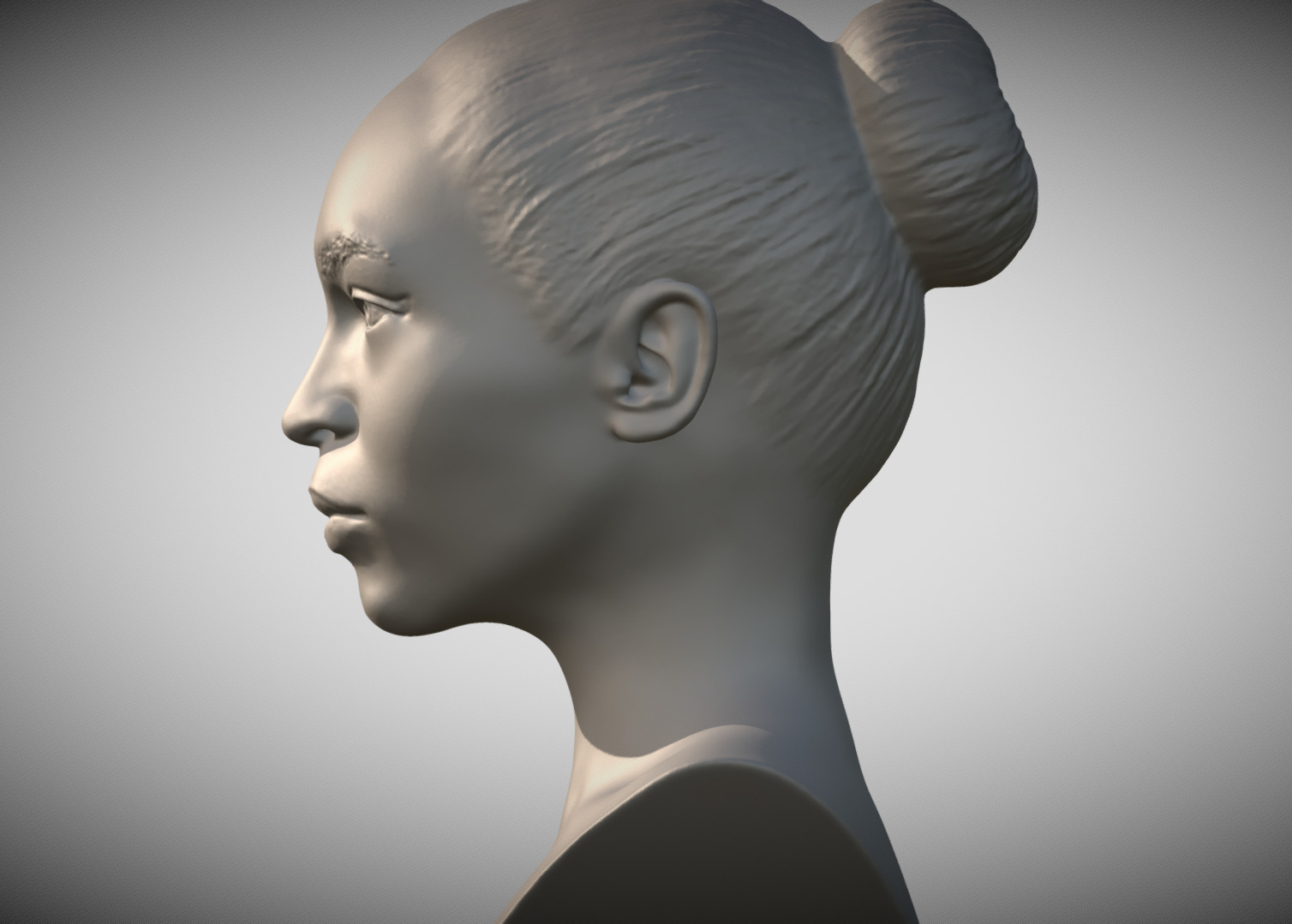 Attractive afroamerican woman bust 3D printing ready 4 3D print model_4