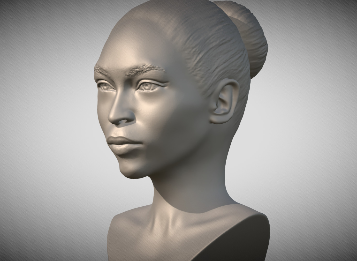 Attractive afroamerican woman bust 3D printing ready 4 3D print model_2
