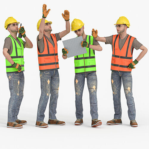 Realistic 3D Construction Worker Outfit - PPE Set Low-poly 3D model