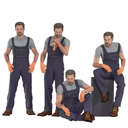 Plumber - Mechanic Overalls -Industrial Workwear Outfit Low-poly 3D model