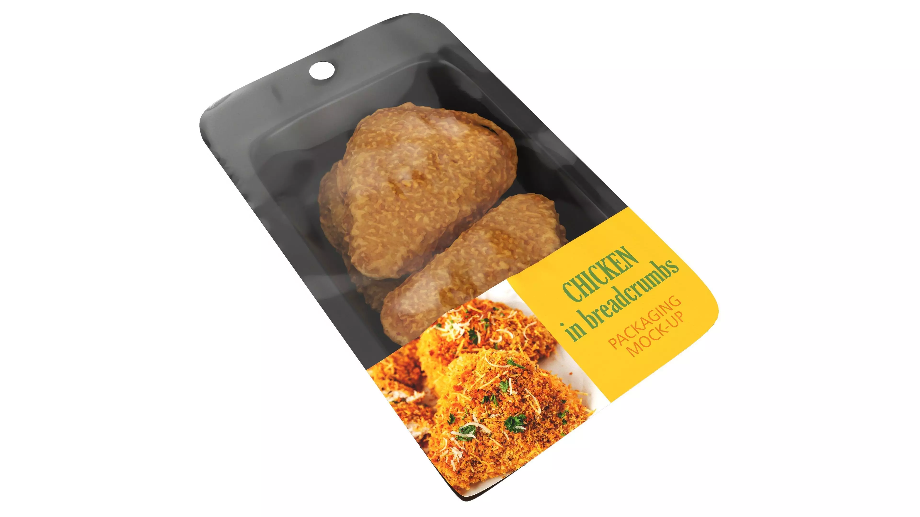 Chicken cutlets in breadcrumbs with packaging Low-poly 3D model_0