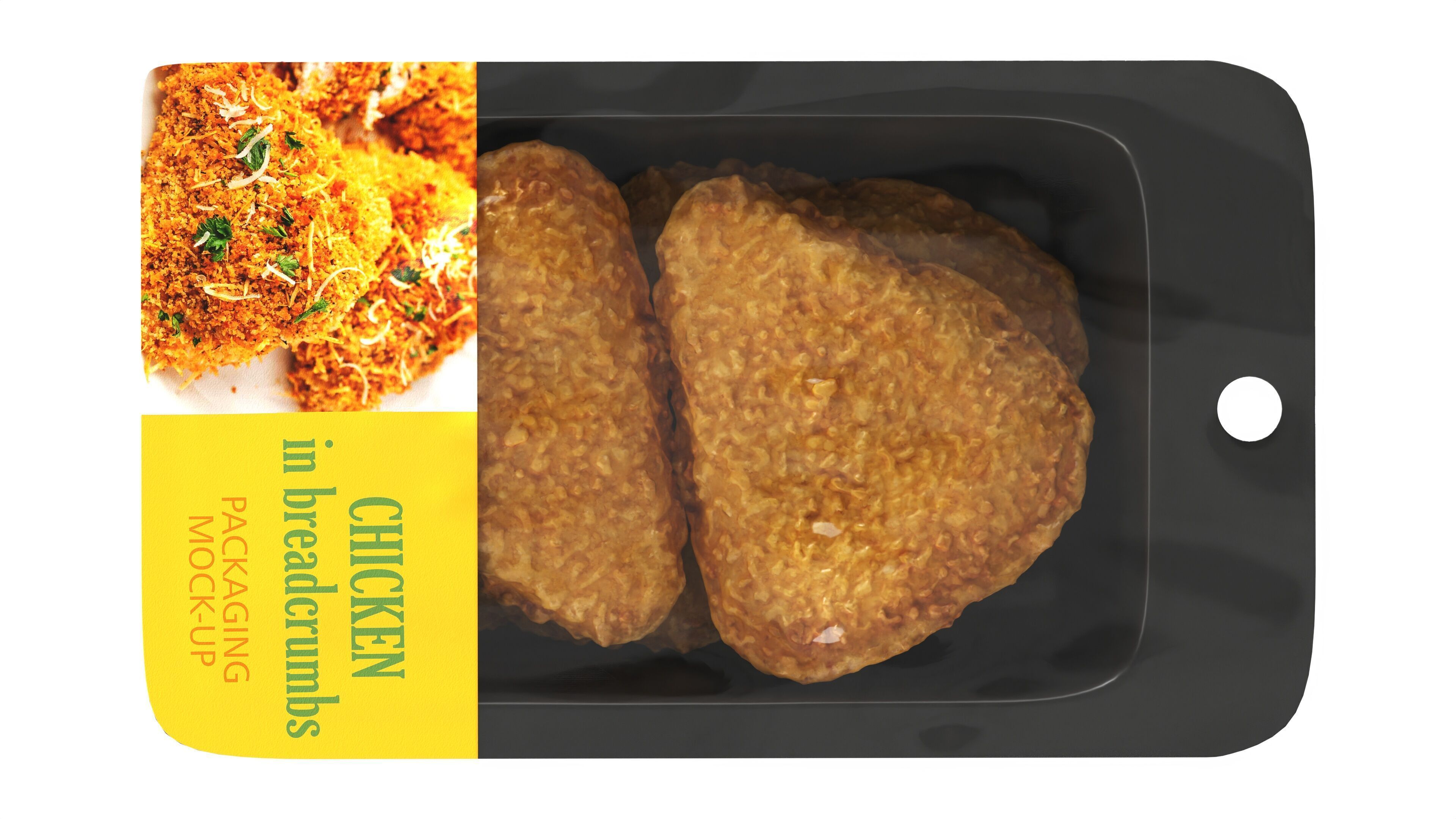 Chicken cutlets in breadcrumbs with packaging Low-poly 3D model_5