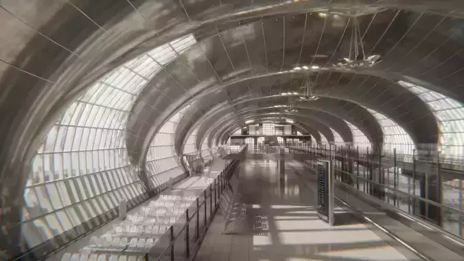 3D model of high-end airport waiting hall