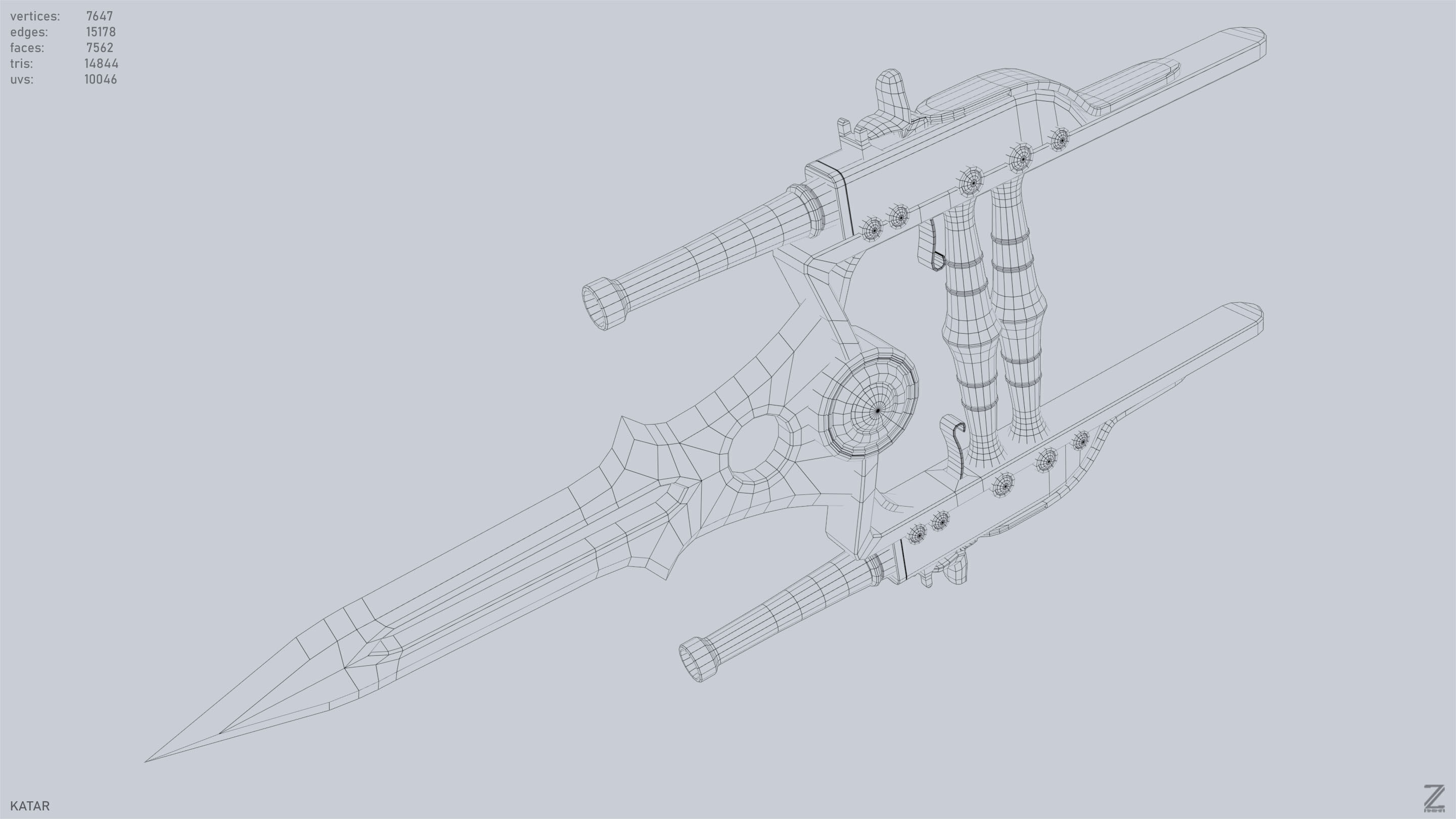Katar Low-poly 3D model_15
