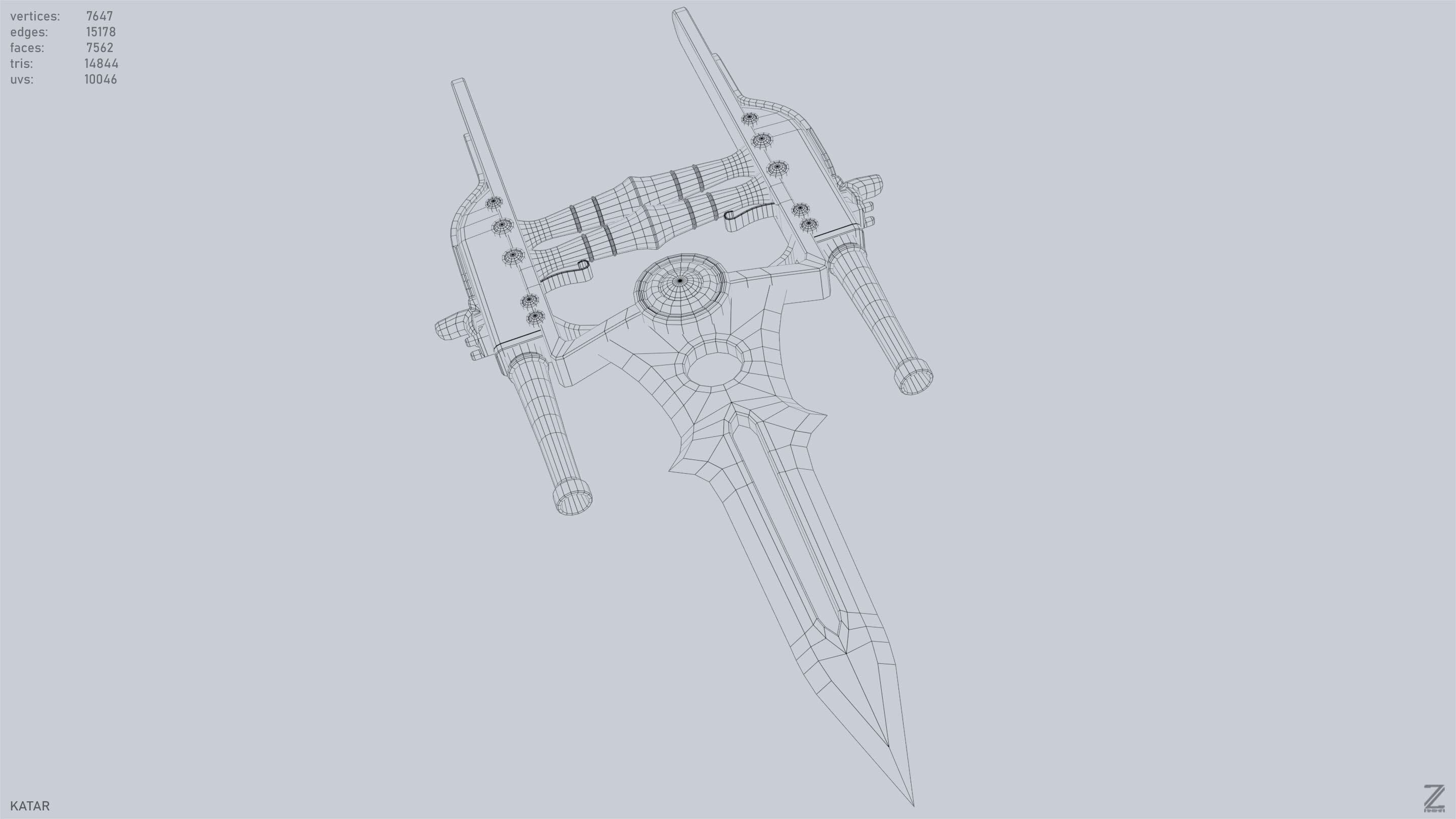 Katar Low-poly 3D model_12