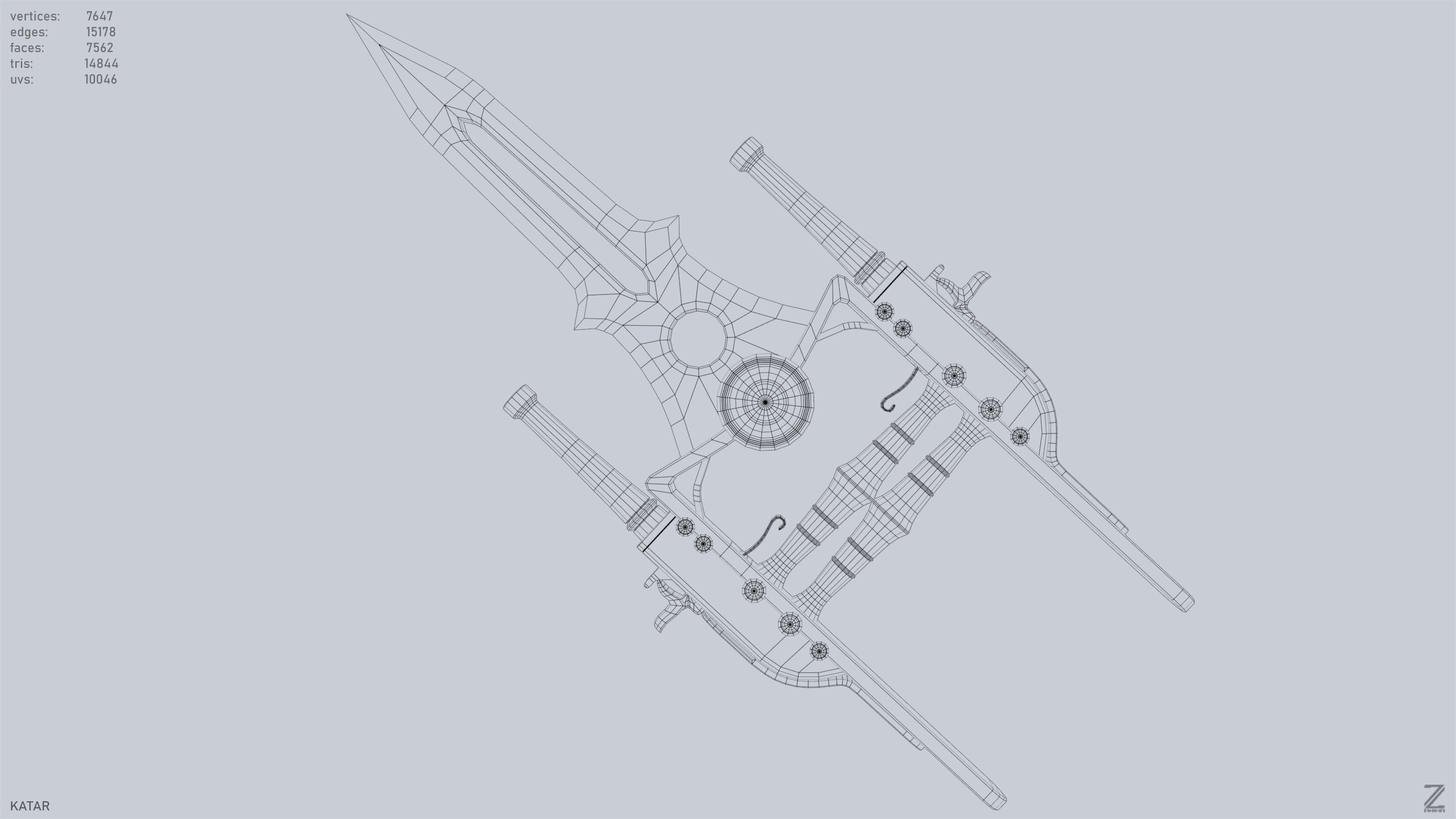 Katar Low-poly 3D model_10