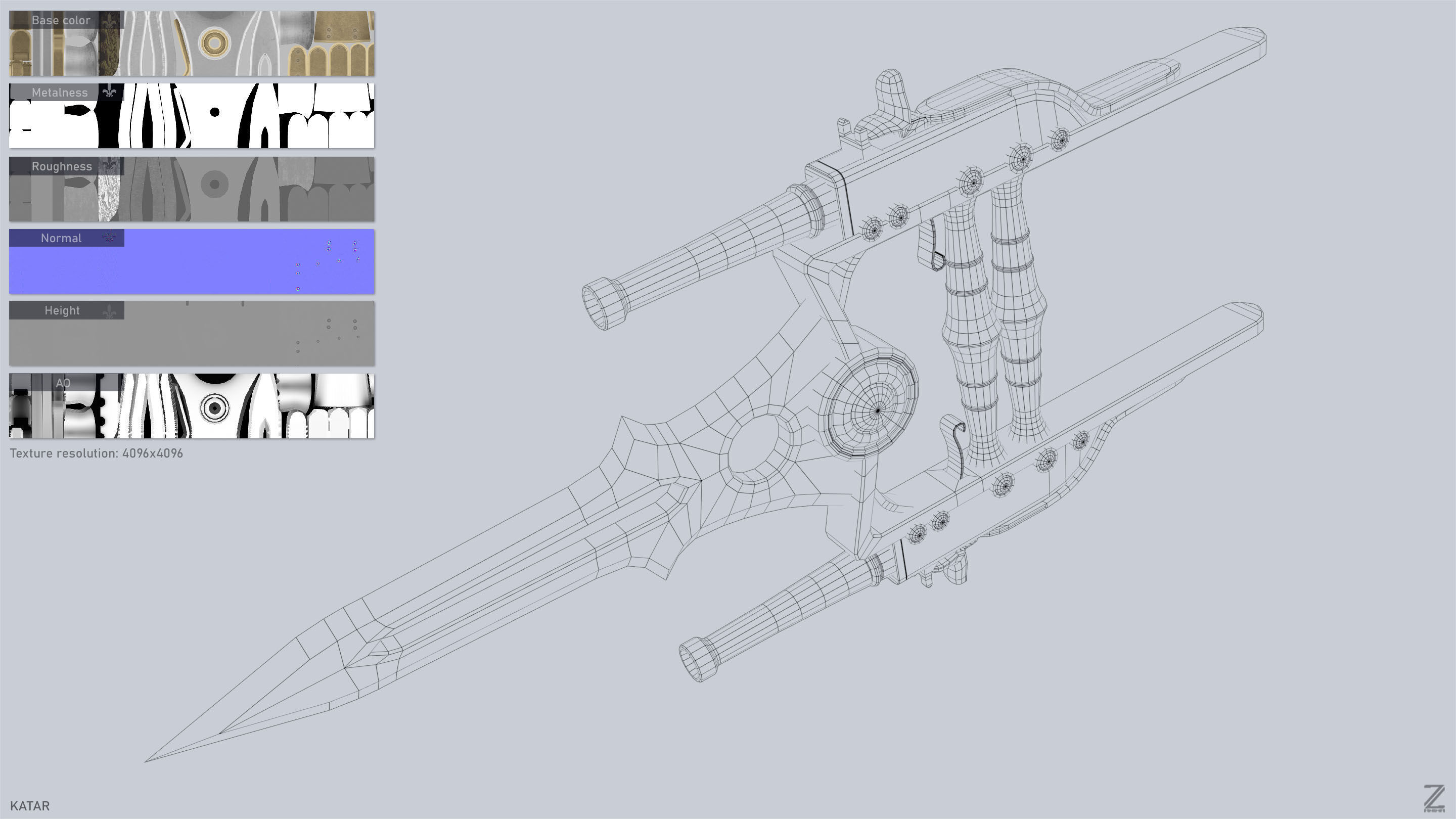 Katar Low-poly 3D model_3