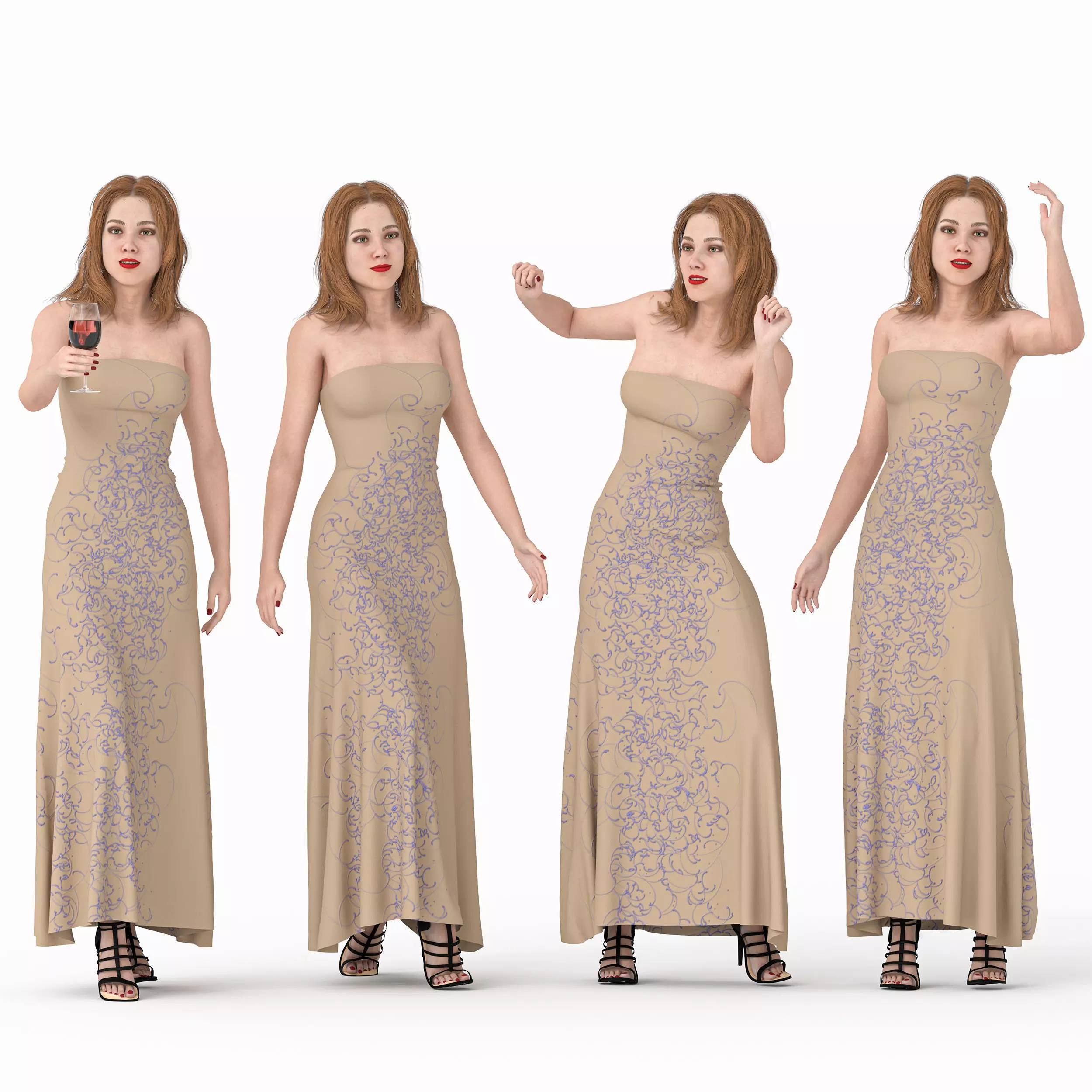 Elegant 3D Dress - Versatile Wheat Color Apparel Low-poly 3D model