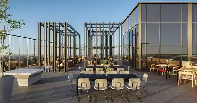 Modern Rooftop Terrace Interior  3ds Max Model