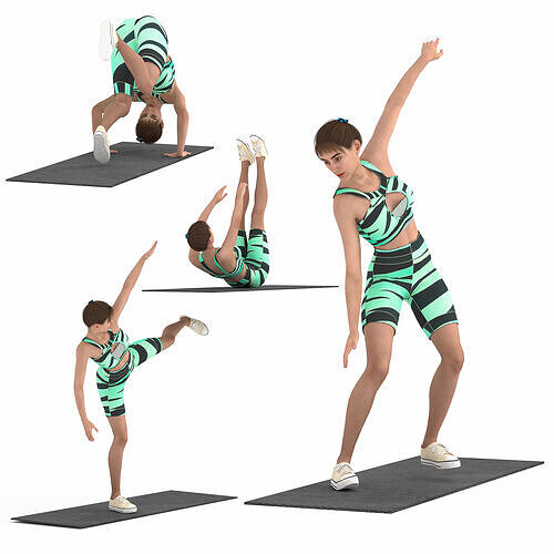 Dynamic 3D Gymnast Character - Realistic Balance Poses  Low-poly 3D model