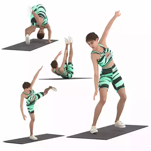 Dynamic 3D Gymnast Character - Realistic Balance Poses 