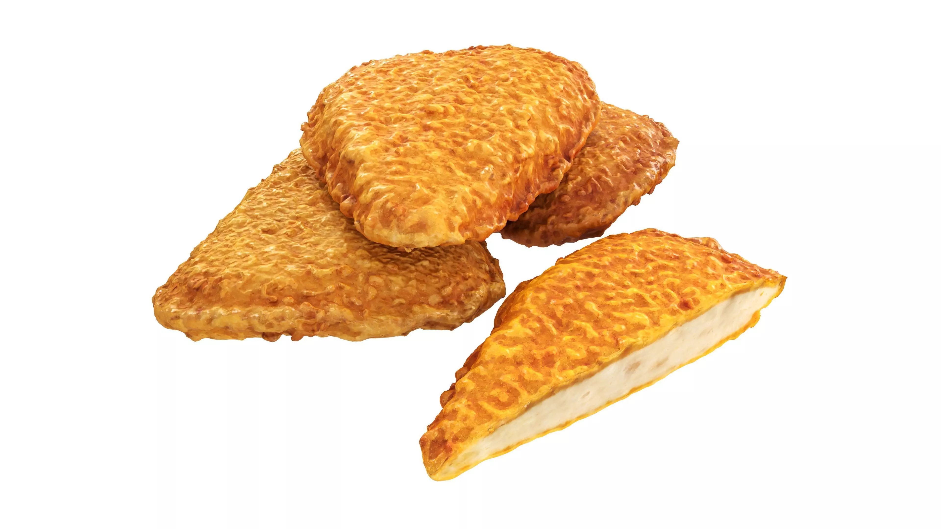 Chicken cutlets with cut in crispy breadcrumbs Low-poly 3D model
