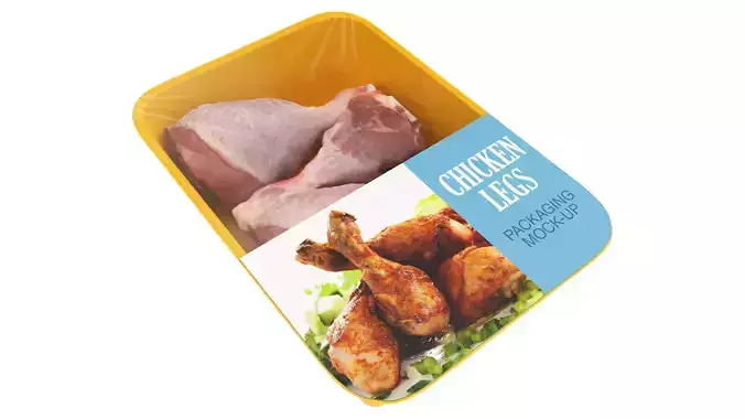 Chicken leg drumsticks retail box Low-poly 3D model