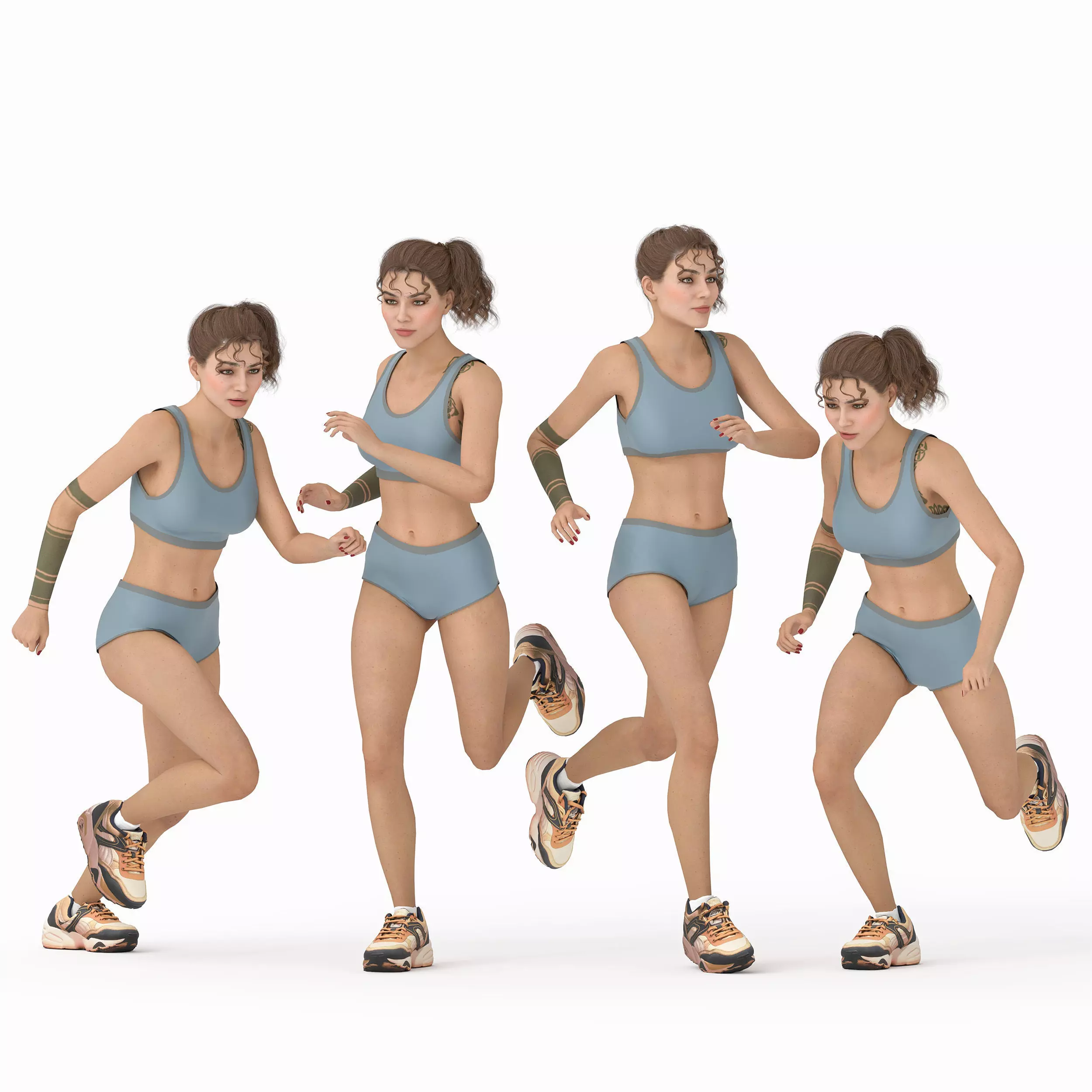 Character - Performing Standing Leg Circle Exercise Low-poly 3D model