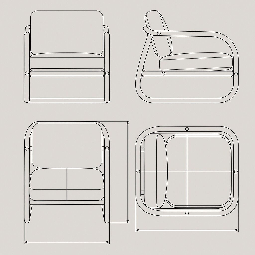 Modern Curved Wooden Armchair Realistic 3D Model Low-poly 3D model_3