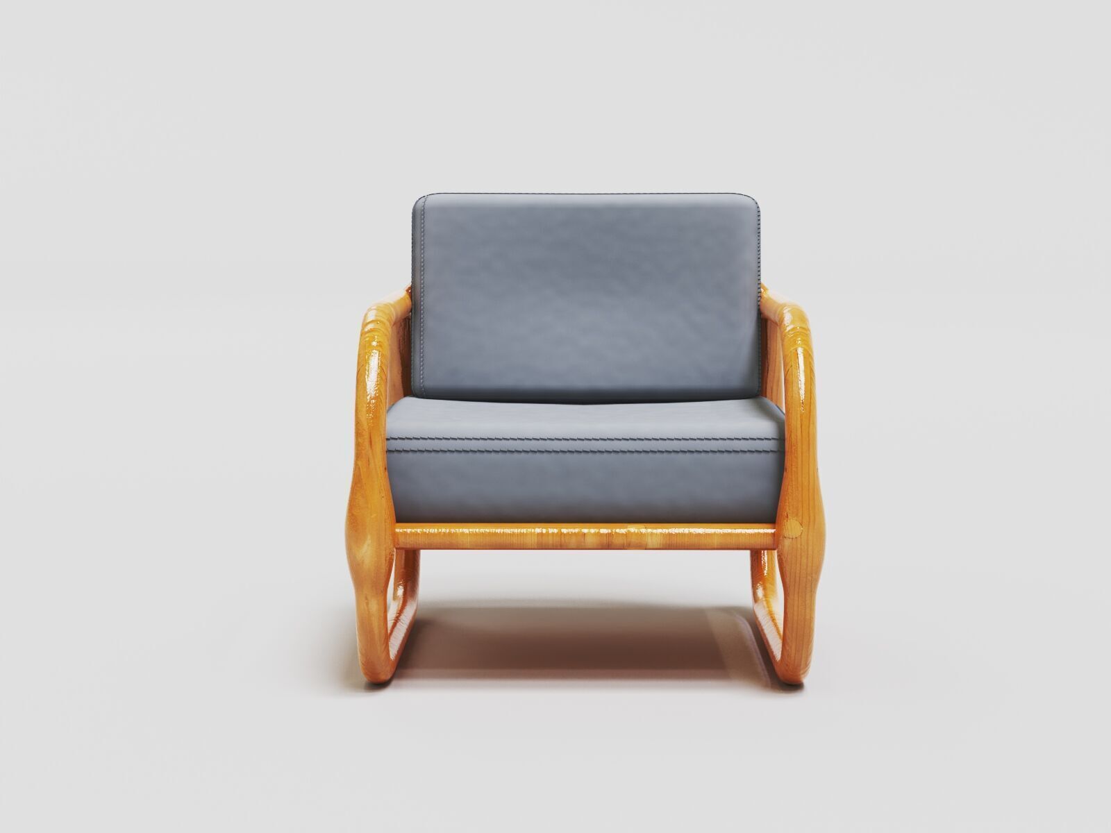 Modern Curved Wooden Armchair Realistic 3D Model Low-poly 3D model_1