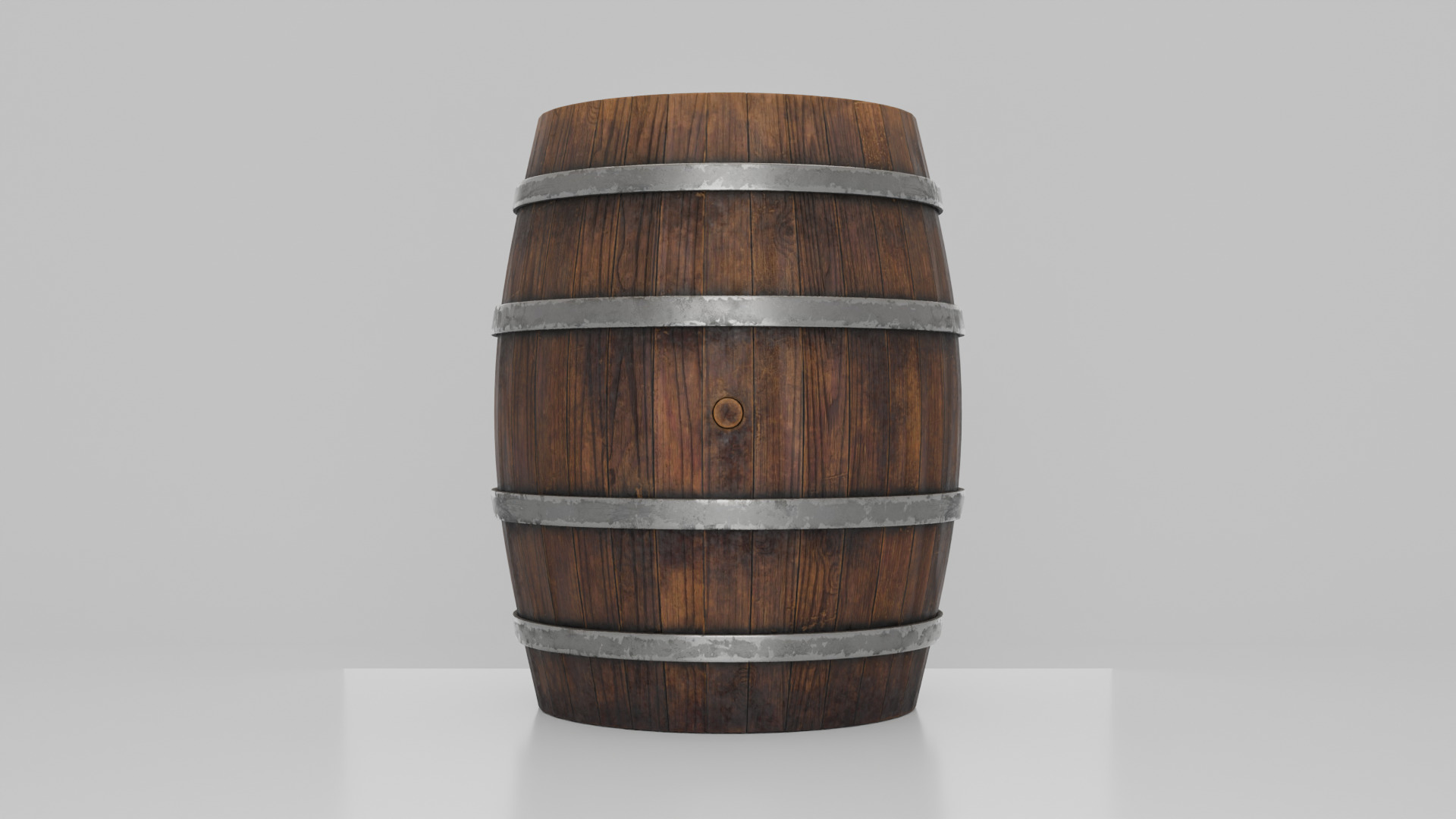 Wooden Barrel  Low-poly 3D model_1