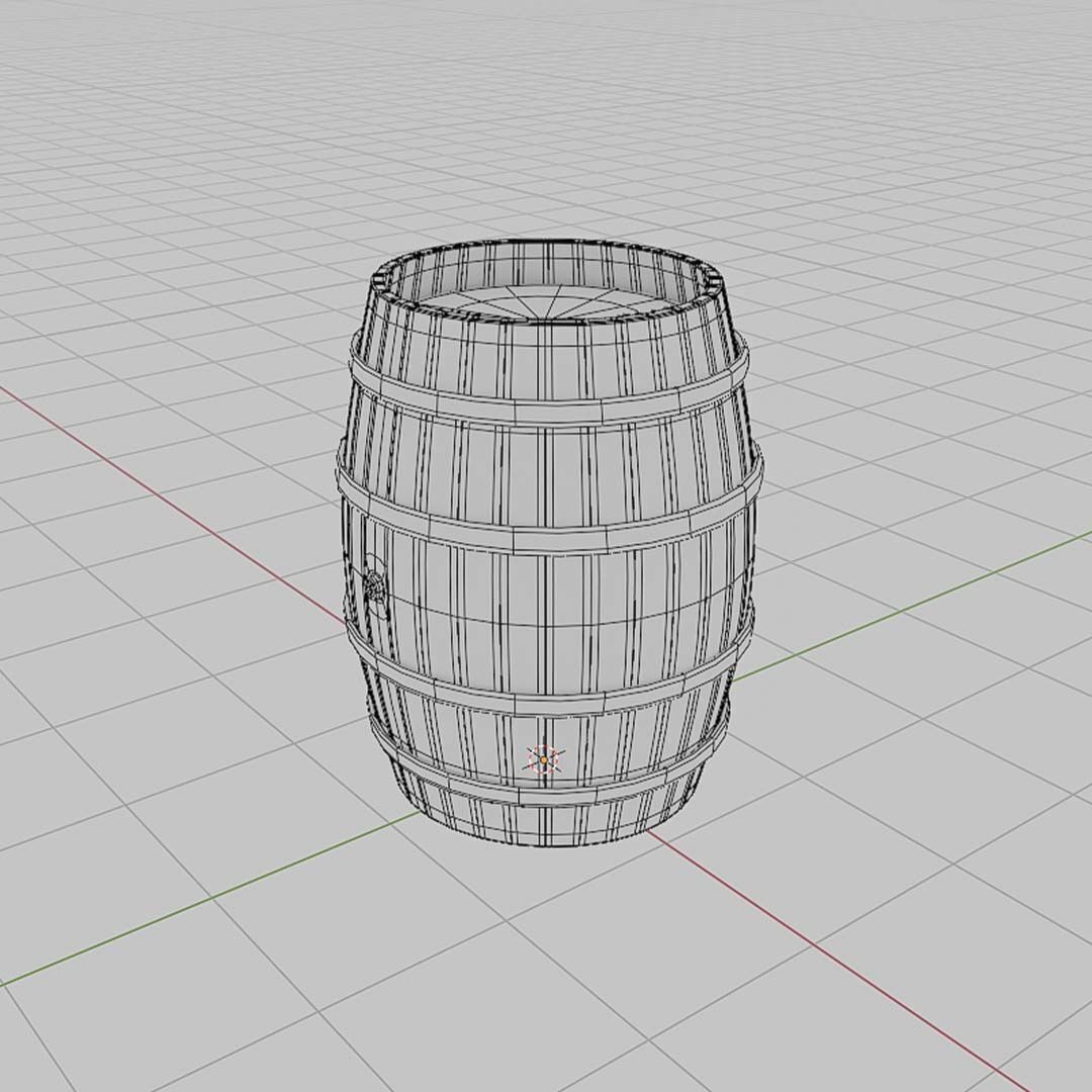 Wooden Barrel  Low-poly 3D model_2