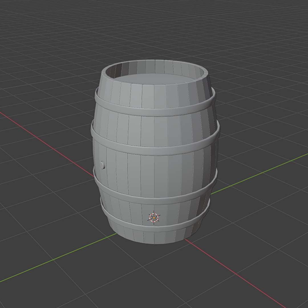 Wooden Barrel  Low-poly 3D model_3