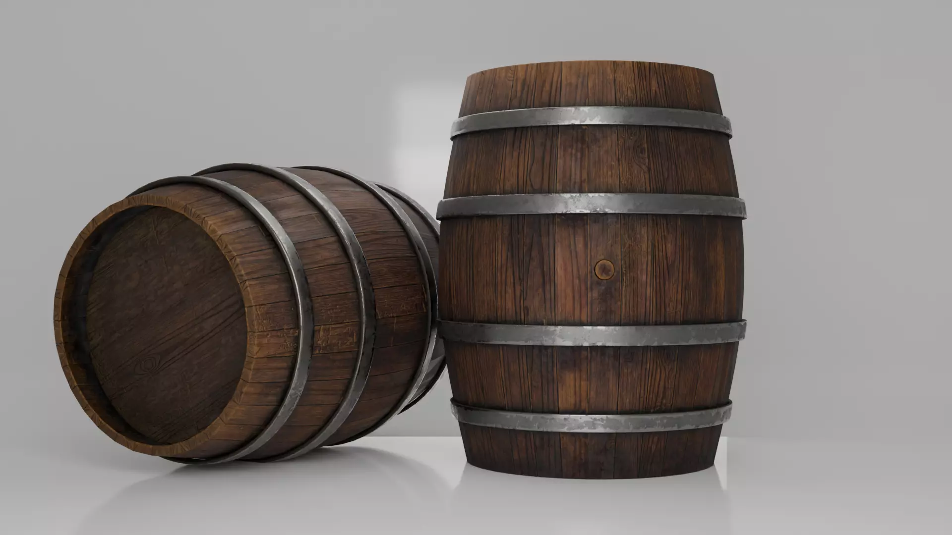 Wooden Barrel  Low-poly 3D model_0