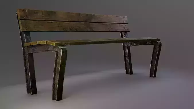 Ancient Japanese Garden Bench with Moss PBR Game Ready Asset