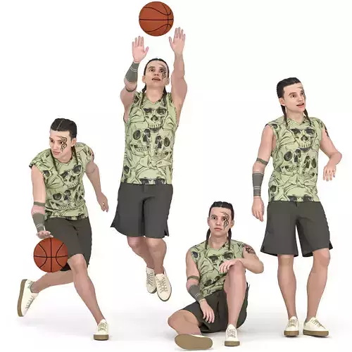Dynamic 3D Street Basketball Boy Character