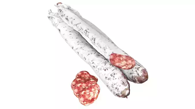 Dried sausage long whole and slices 01