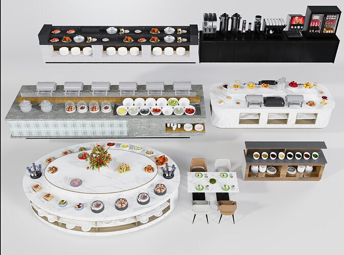 Modern buffet restaurant 3D model