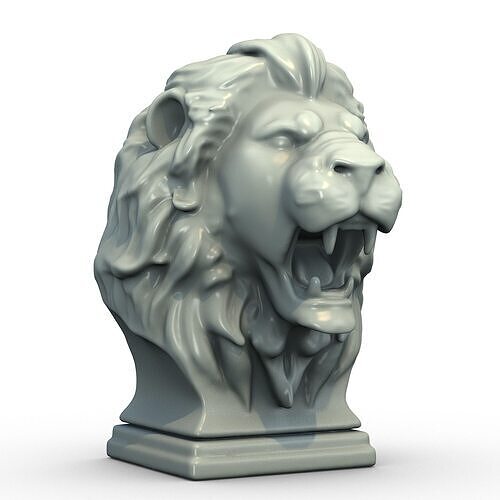 Lion Head Sculpture 3D model