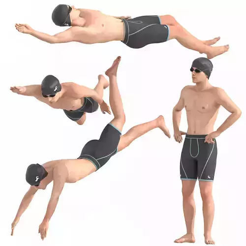 Swimmer Character - Game and Render Ready Athlete Low-poly 3D model