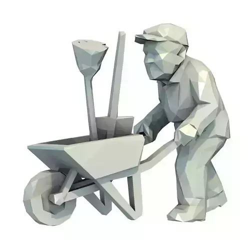 Man Pushing Wheelbarrow