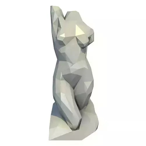 Nude Woman Torso Sculpture Low Poly