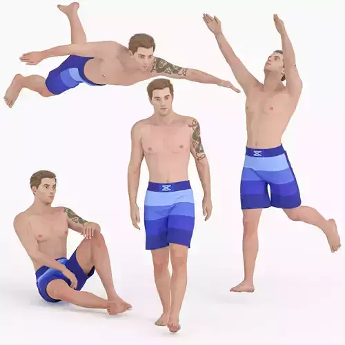 3D Mens Modest Swimwear -Full-Coverage Swimsuit 
