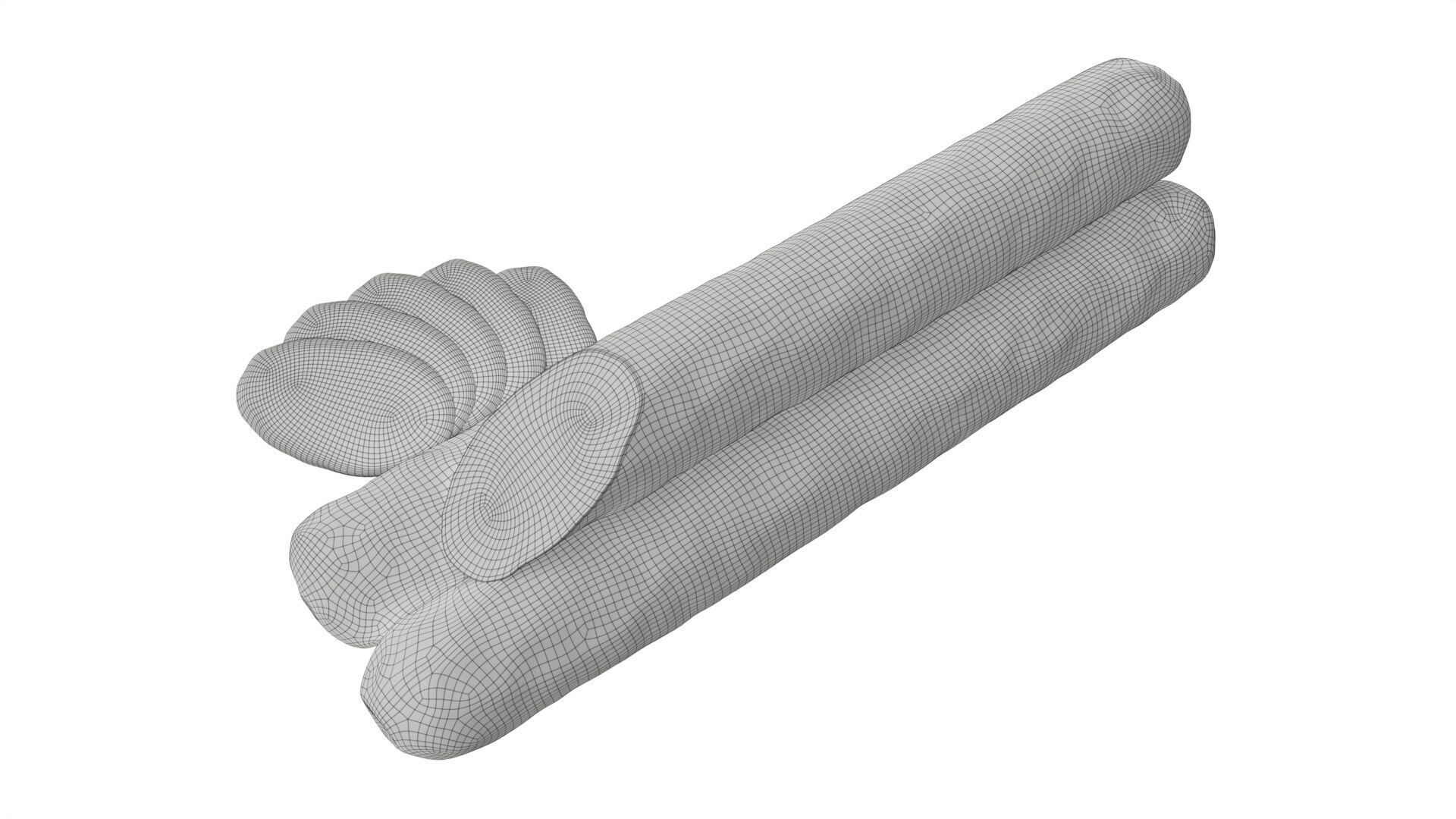 Dried sausage long whole and slices 02 Low-poly 3D model_6