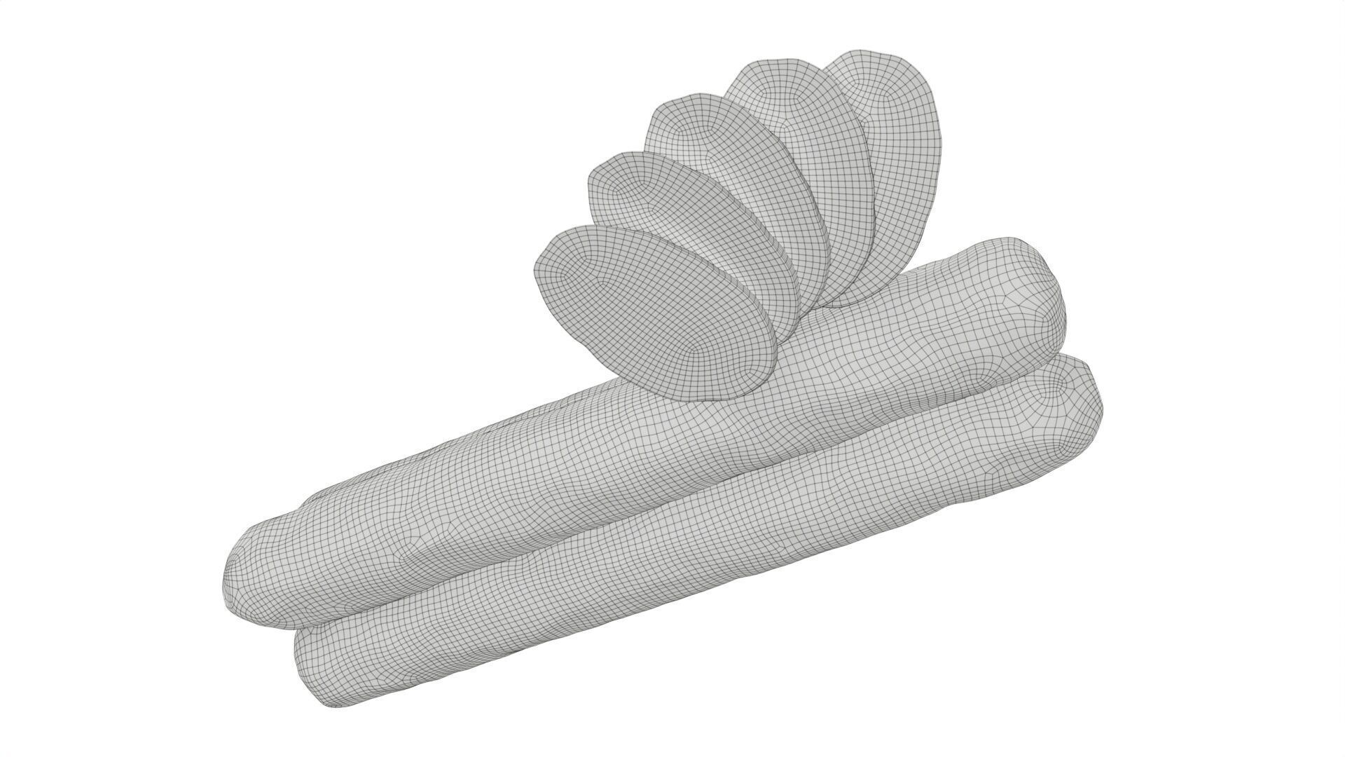 Dried sausage long whole and slices 02 Low-poly 3D model_7