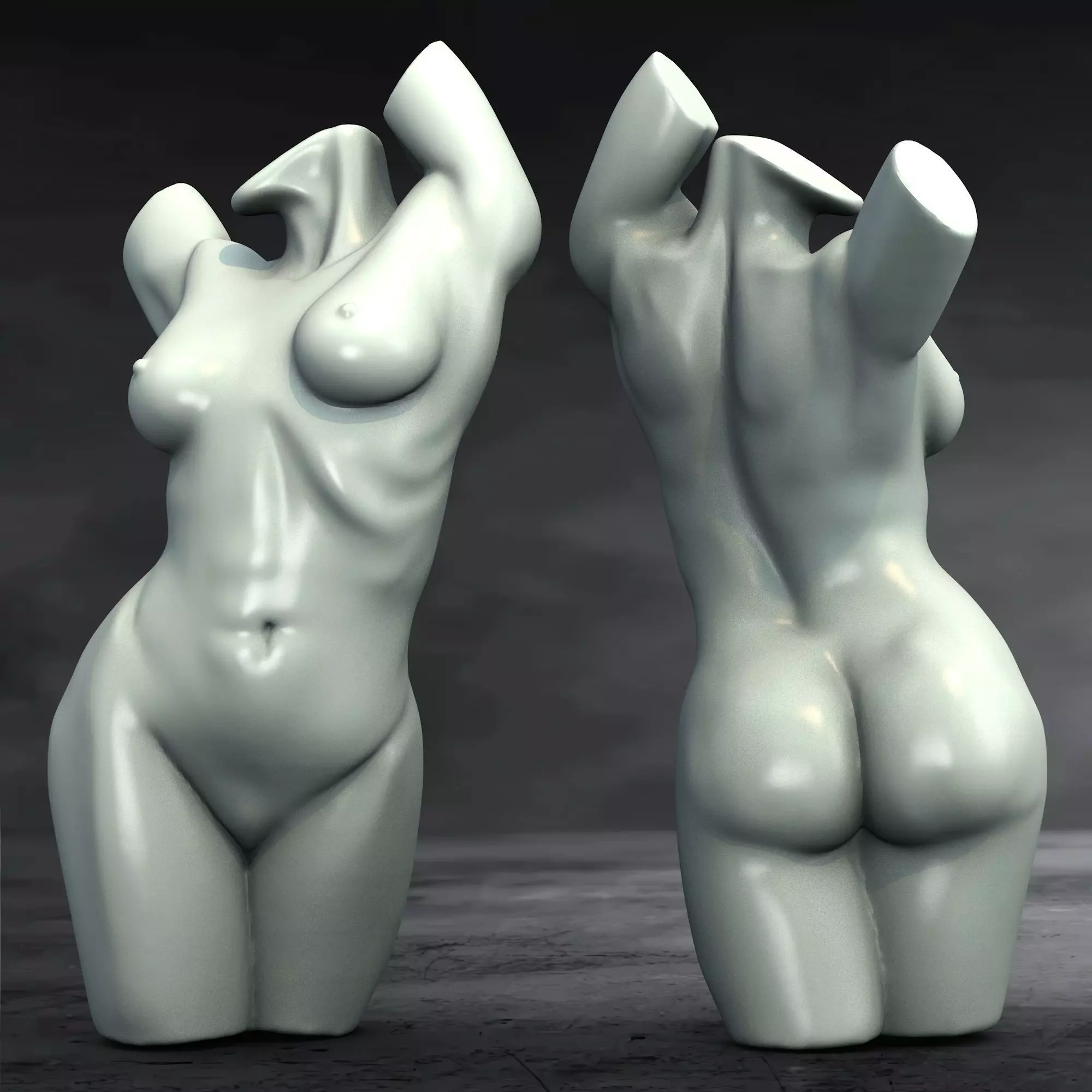 Nude Woman Torso Sculpture 3D Model 3D model_0