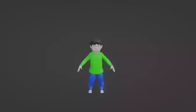 Cartoon Boy 3D Character Model In Casual Outfit