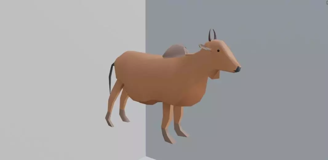 Low Poly Indian Cow Low-poly 3D model