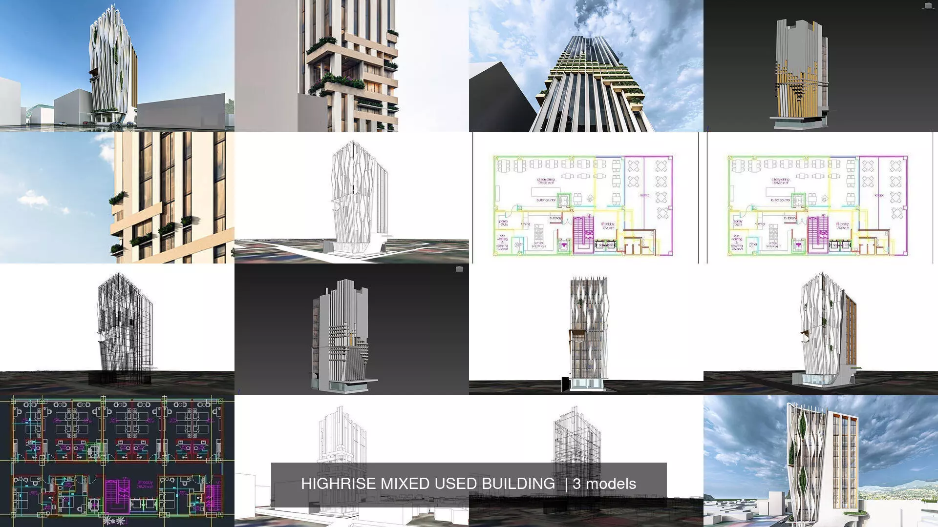 HIGHRISE MIXED USED BUILDING  3D Model Collection_0