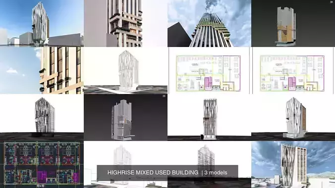 HIGHRISE MIXED USED BUILDING  3D Model Collection