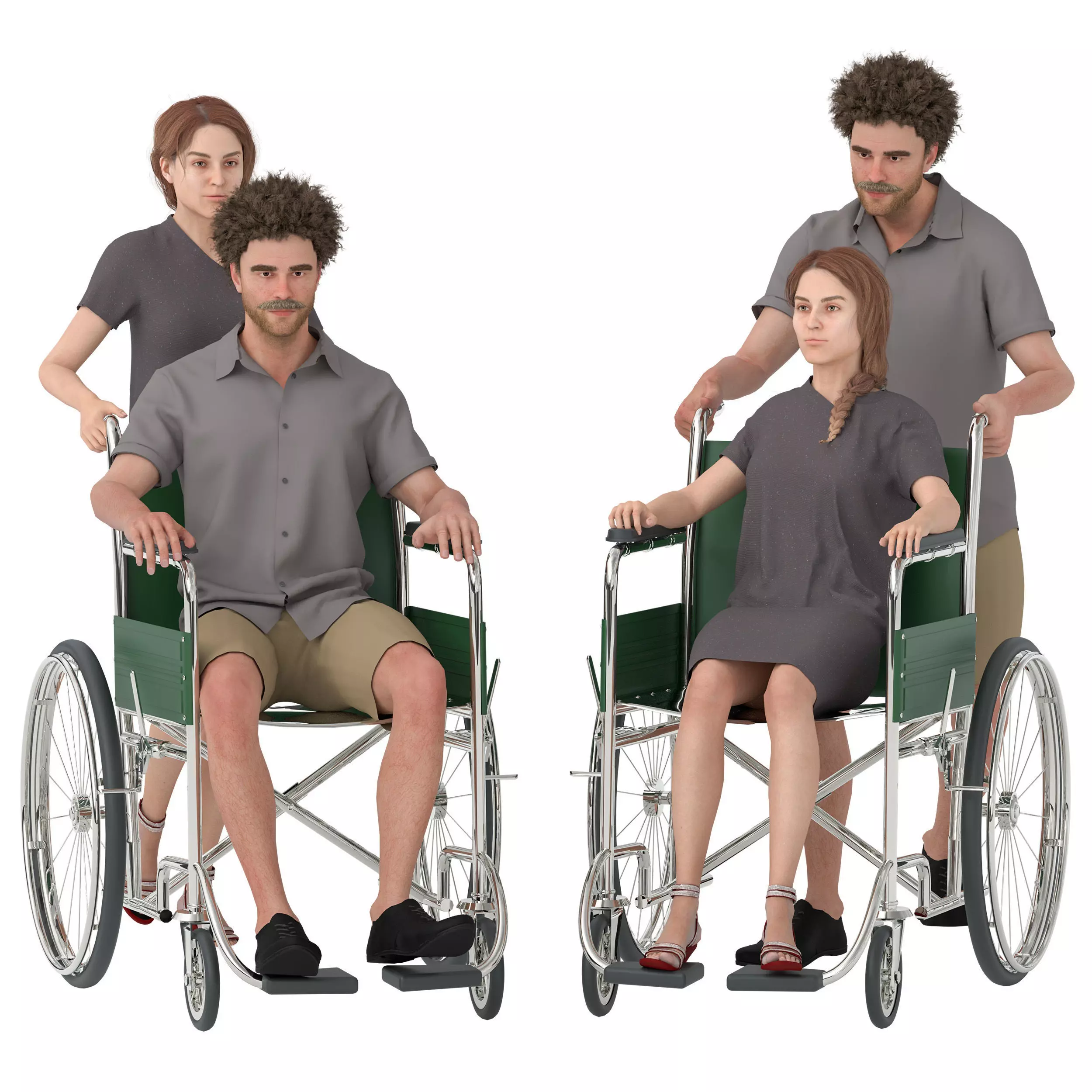 3D Person in Wheelchair Character Low-poly 3D model