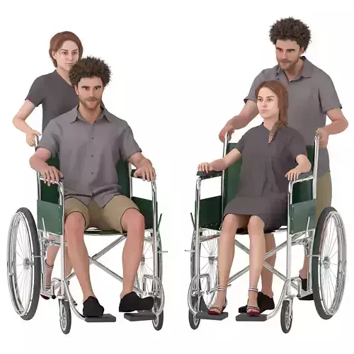 3D Person in Wheelchair Character  Low-poly 3D model