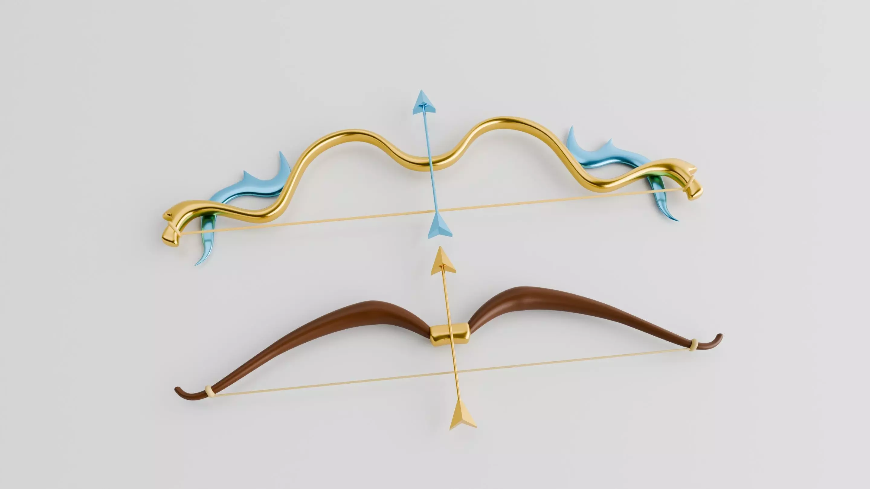 Elegant Fantasy Bow and Arrow Set Free low-poly 3D model