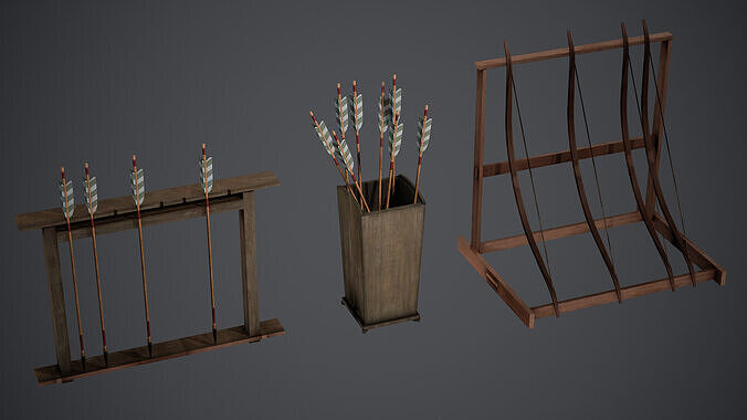 Bow and Arrow Set - PBR Texture Low-poly 3D model
